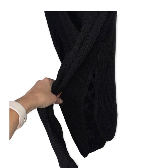 EXPRESS Black V-Neck Sweater with Lace Up Slide Slits S - Picture 3 of 7